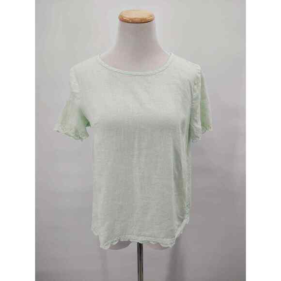 J. Crew Tops - J. Crew linen eyelet detail soft green cross-back top size 2